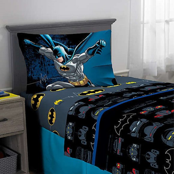 new Batman Guardian Speed Super-Soft 3-piece Twin Sheet Set - Black, Gray, Blue - Picture 8 of 15
